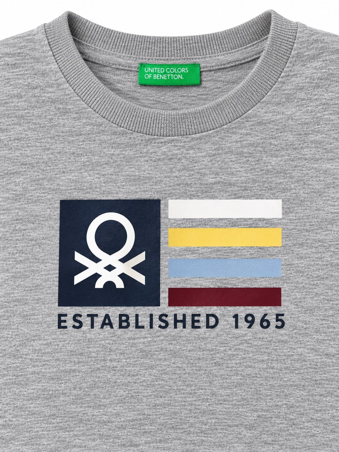 Benetton Erkek Bebek Logo Baskı Uzun Kollu Tshirt 1-6 Yaş GRİ MELANJ