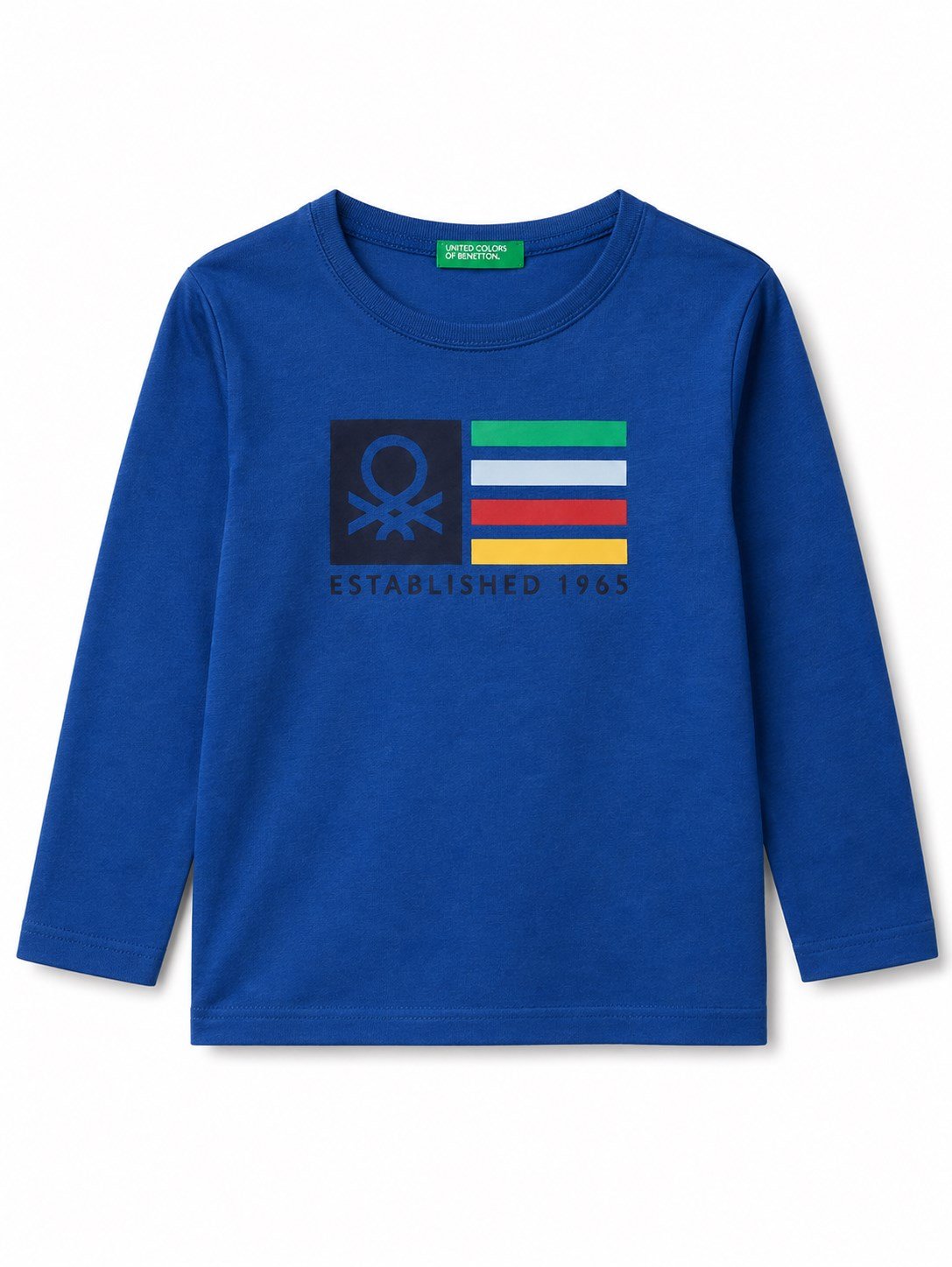 Benetton Erkek Bebek Logo Baskı Uzun Kollu Tshirt 1-6 Yaş MAVİ