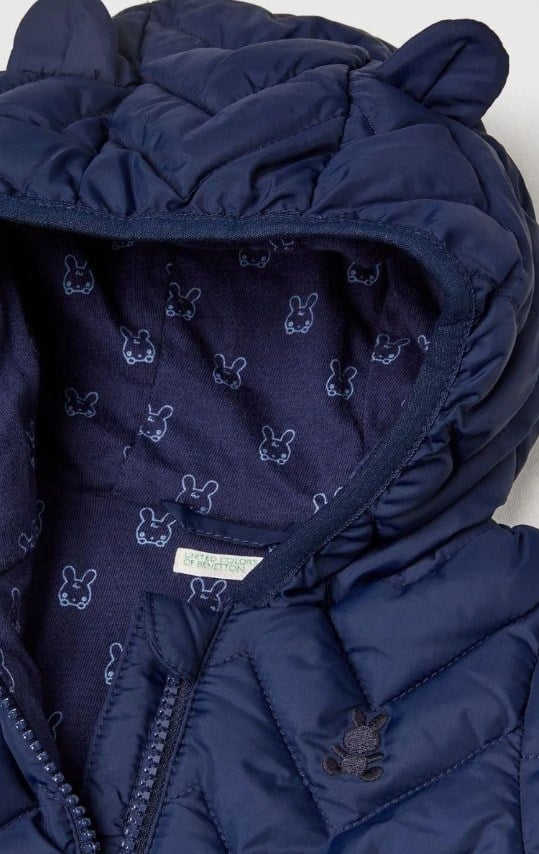 Benetton Erkek Bebek Tavşan Kapişonlu Şişme Mont 3 -18 Ay LACİVERT