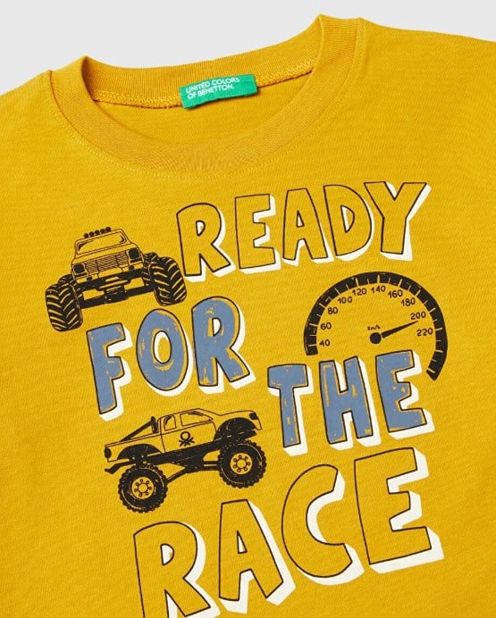 Benetton Erkek Bebek Traktör Baskı Uzun Kollu Tshirt 1-6 Yaş HARDAL
