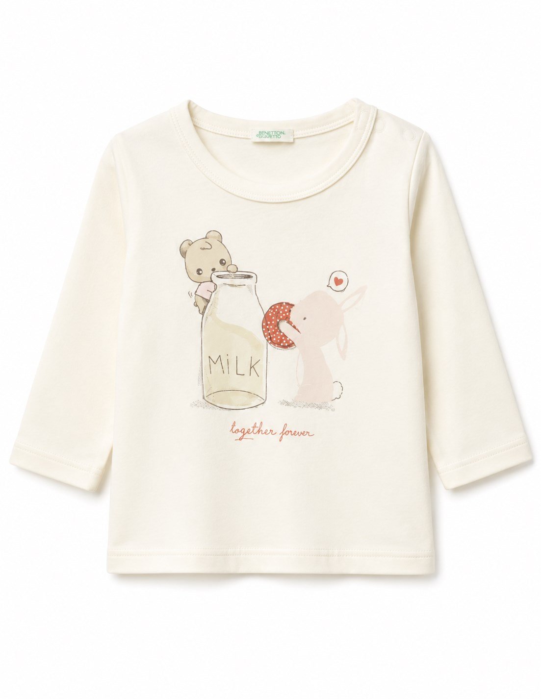 Benetton Erkek Bebek Uzun Kollu Baskı Detaylı Tişört 3-12 Ay BEYAZ