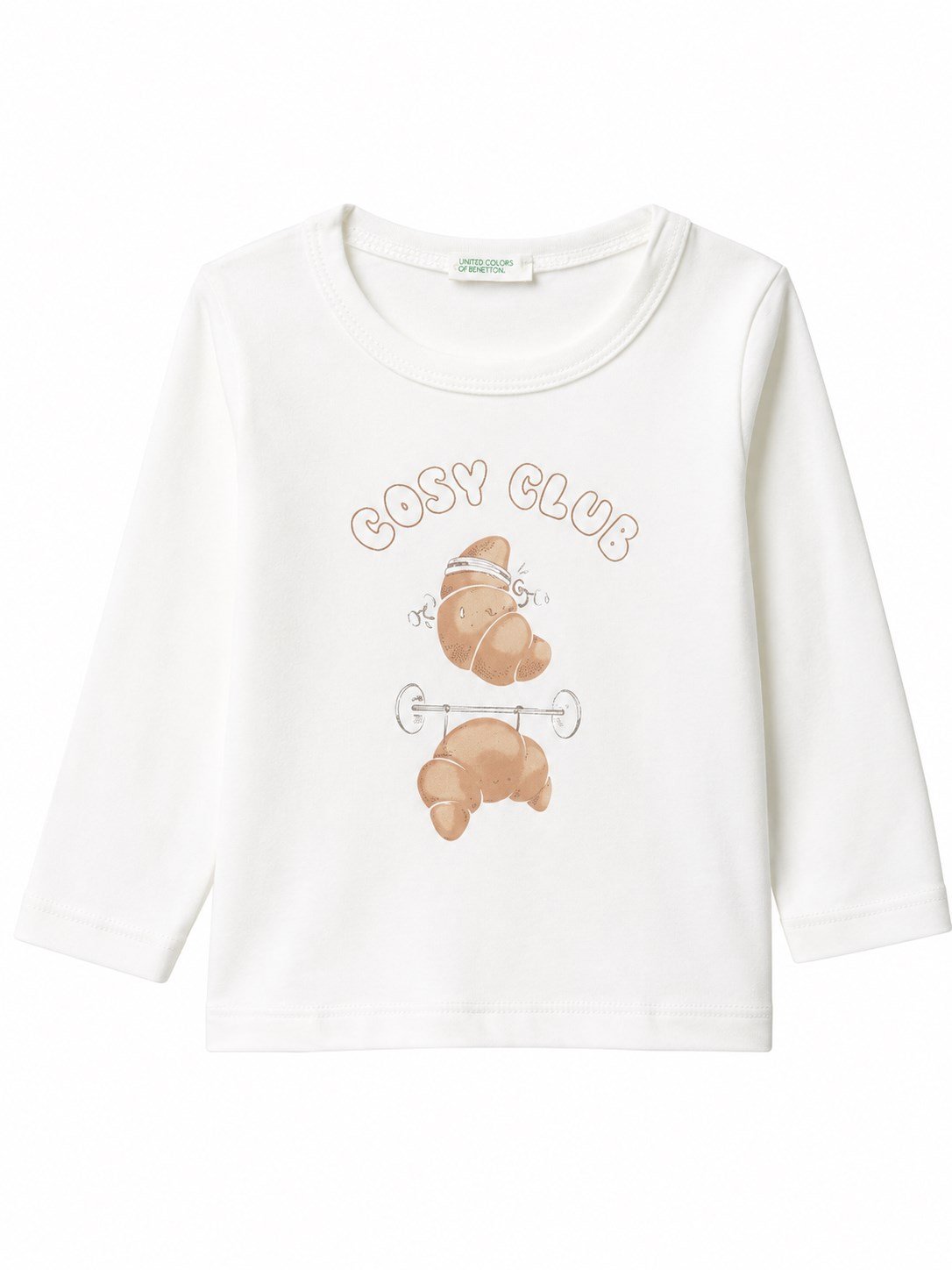 Benetton Erkek Bebek Uzun Kollu Baskı Detaylı Tişört 3-12 Ay EKRU
