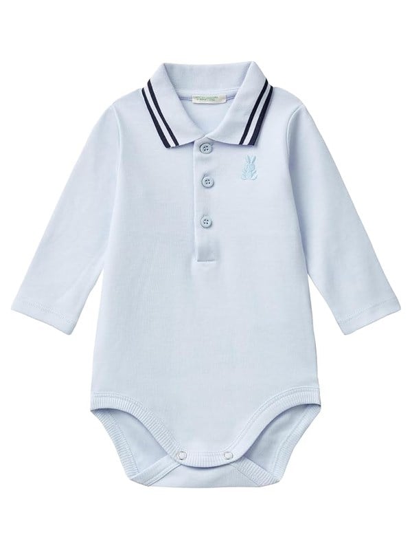 Benetton Erkek Bebek Uzun Kollu Polo Yaka Zıbın 0-2 Yaş AÇIK MAVİ