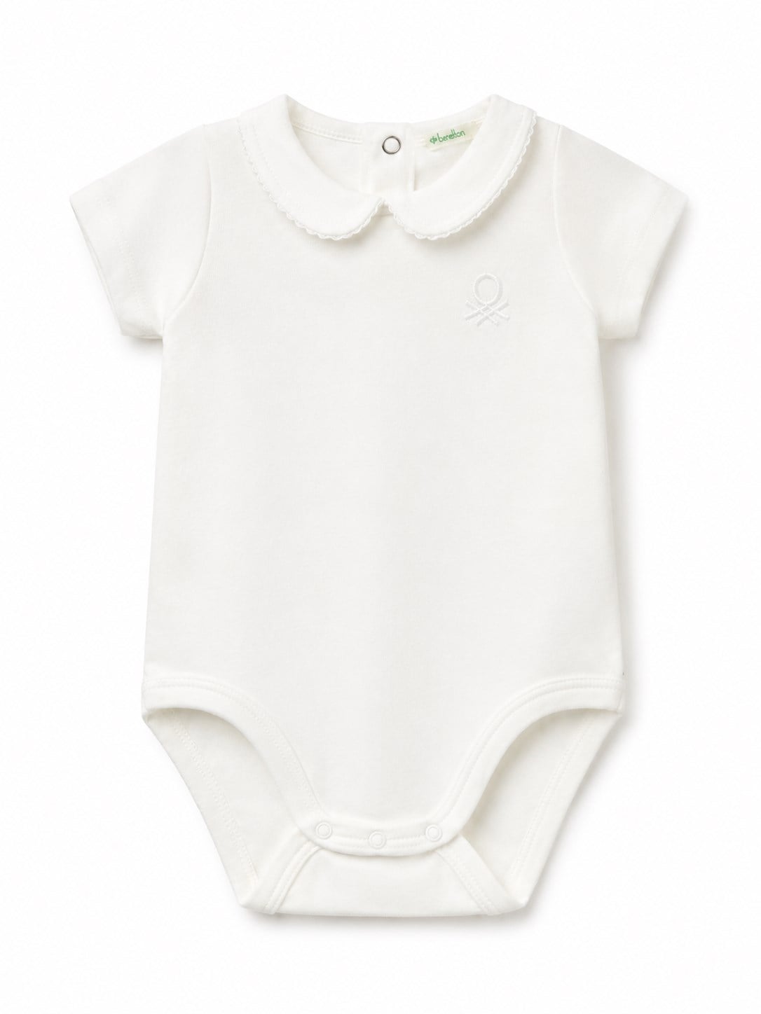Benetton Erkek Bebek Yaka Detaylı Zıbın 6 Ay 18 Ay BEYAZ