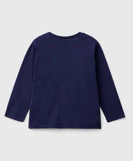 Benetton Erkek Bebek Yazılı Uzun Kollu Tshirt 1-14 Yaş LACİVERT