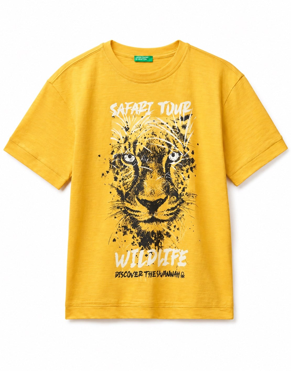 Benetton Erkek Çocuk Baskı Detaylı Bisiklet Yaka T-shirt SARI