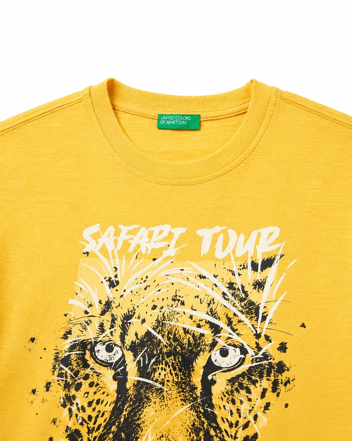 Benetton Erkek Çocuk Baskı Detaylı Bisiklet Yaka T-shirt SARI