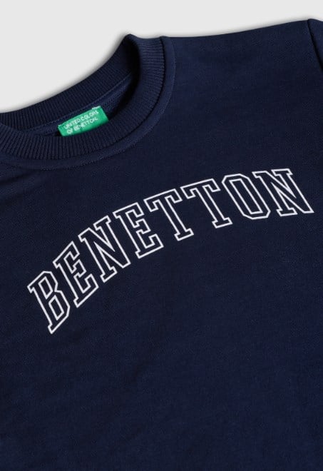 Benetton Erkek Çocuk Benetton Yazılı Sweatshirt LACİVERT