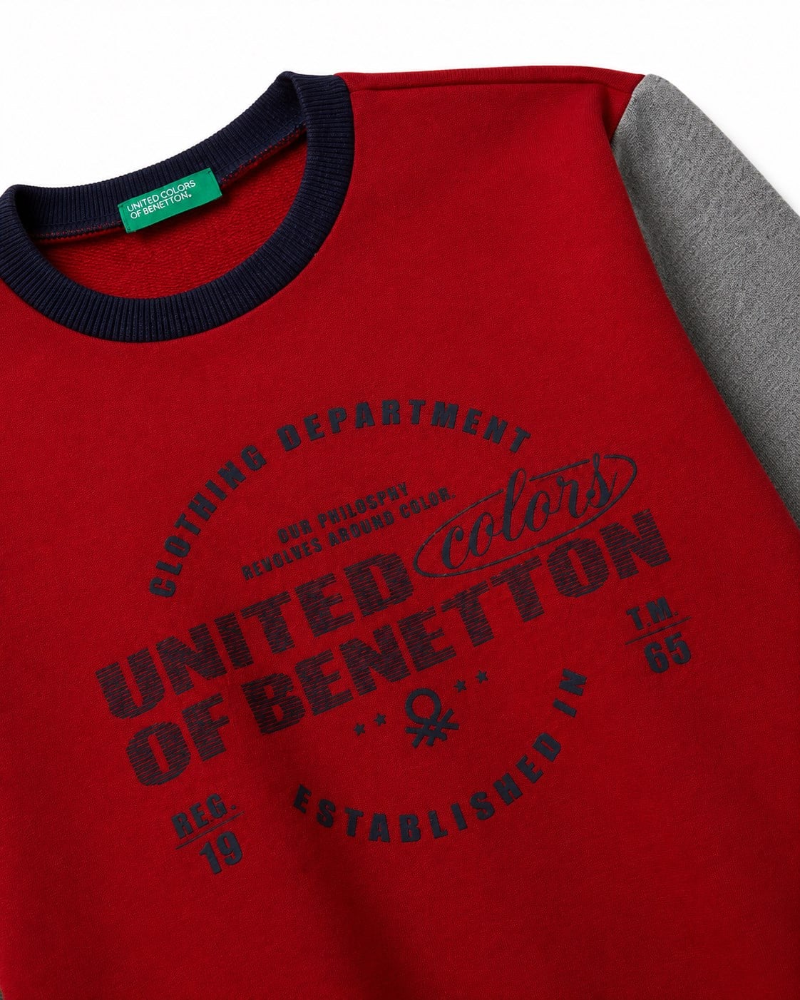 Benetton Erkek Çocuk Bisiklet Yaka Logo Baskılı Sweatshirt 6-14 Yaş KIRMIZI