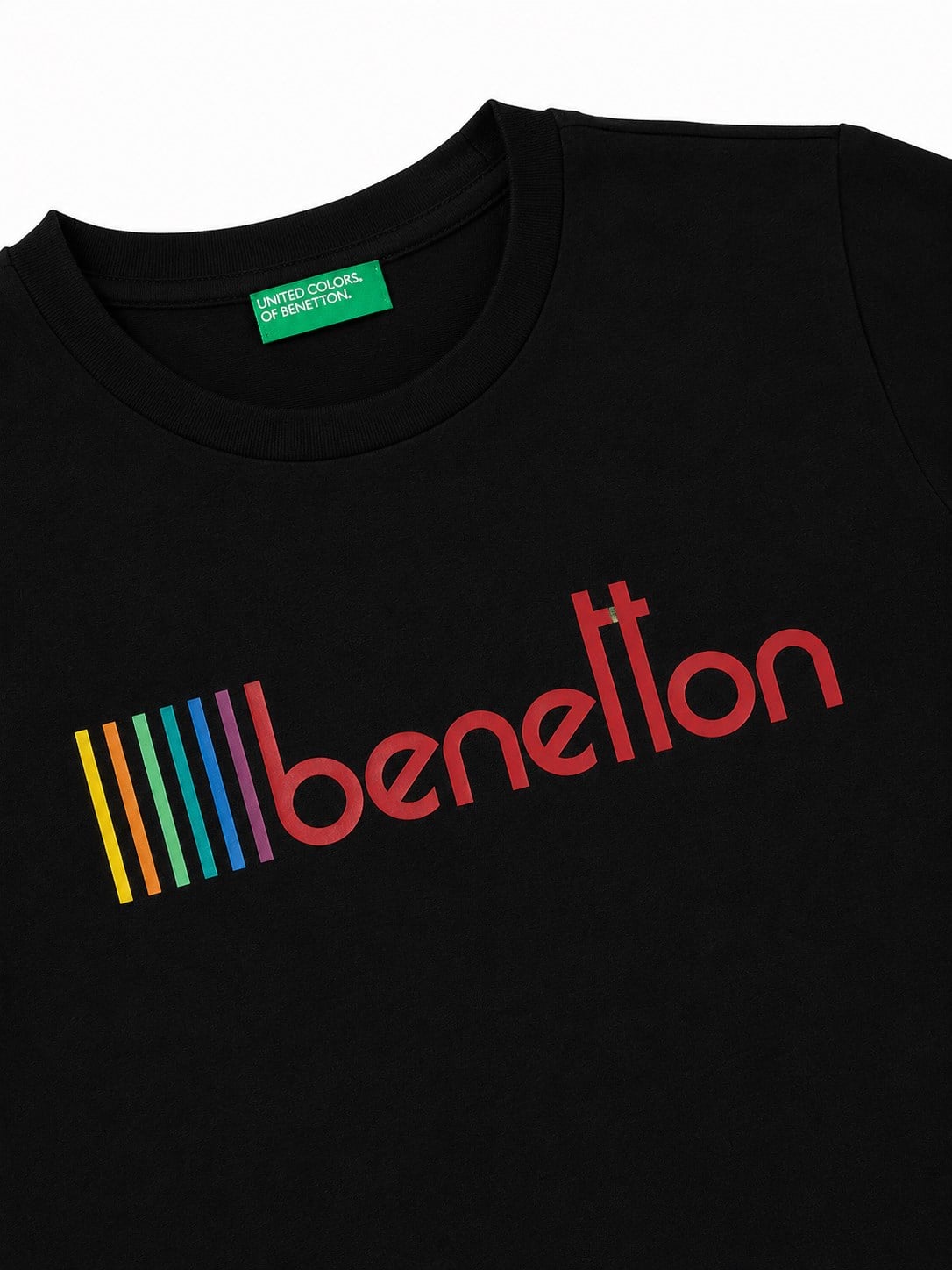 Benetton Erkek Çocuk blok Kısa Tişört 4-14 Yaş SİYAH