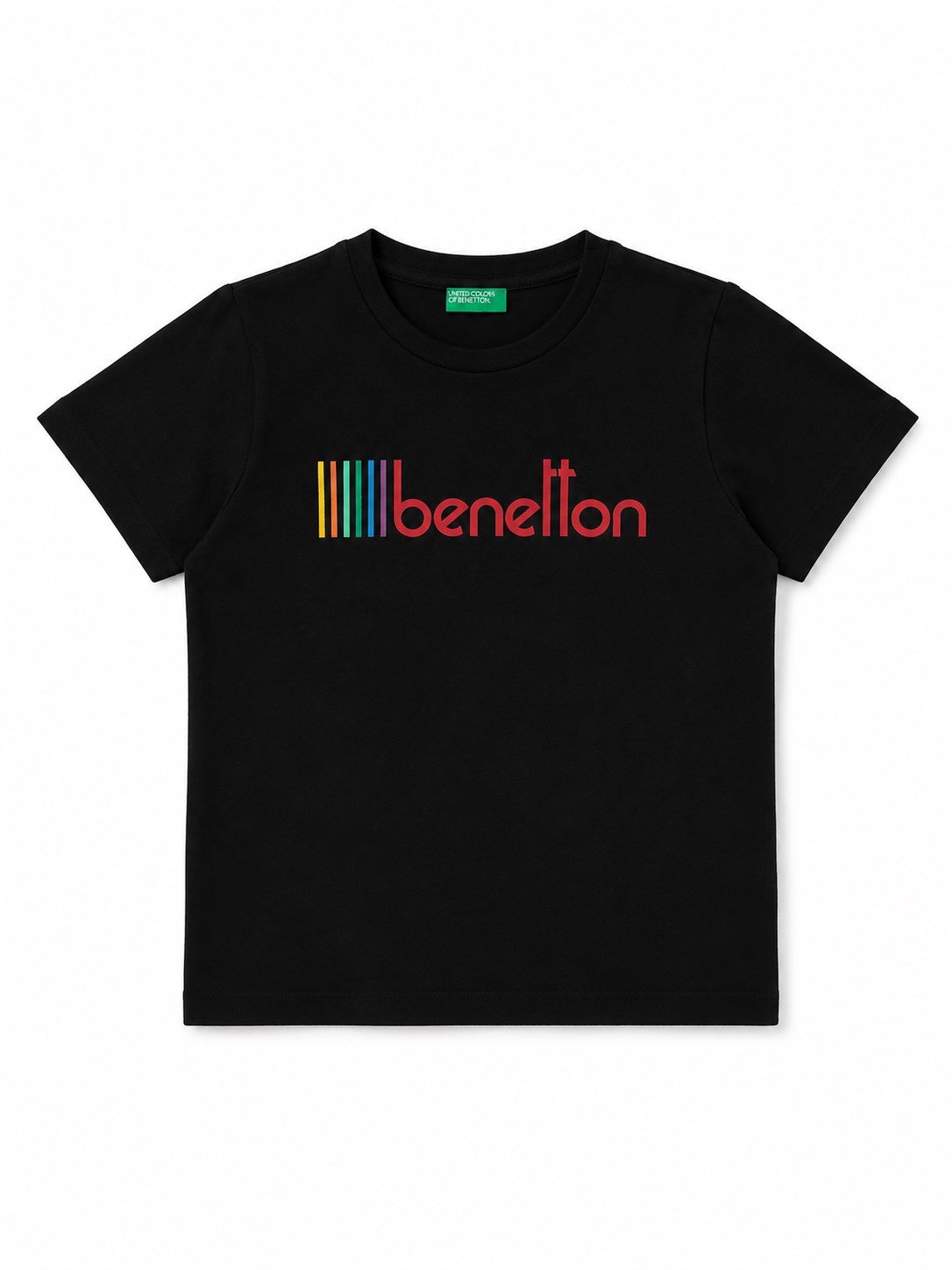 Benetton Erkek Çocuk blok Kısa Tişört 4-14 Yaş SİYAH