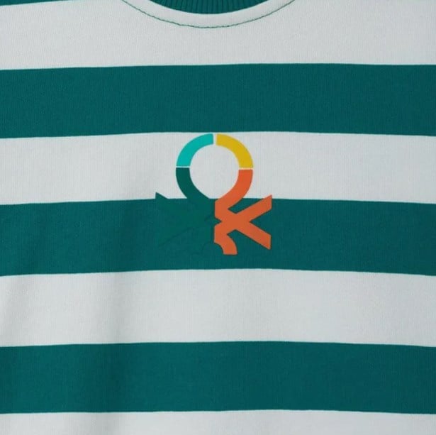 Benetton Erkek Çocuk Çizgili Sweatshirt 4-14 Yaş YEŞİL