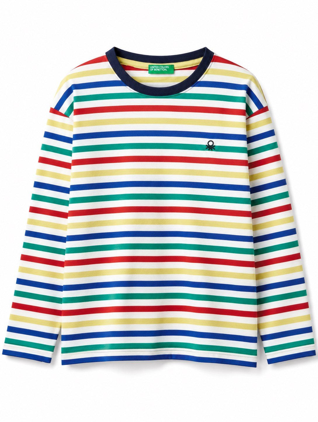 Benetton Erkek Çocuk Çizgili Uzun Kollu Tişört 6-14 Yaş BEYAZ