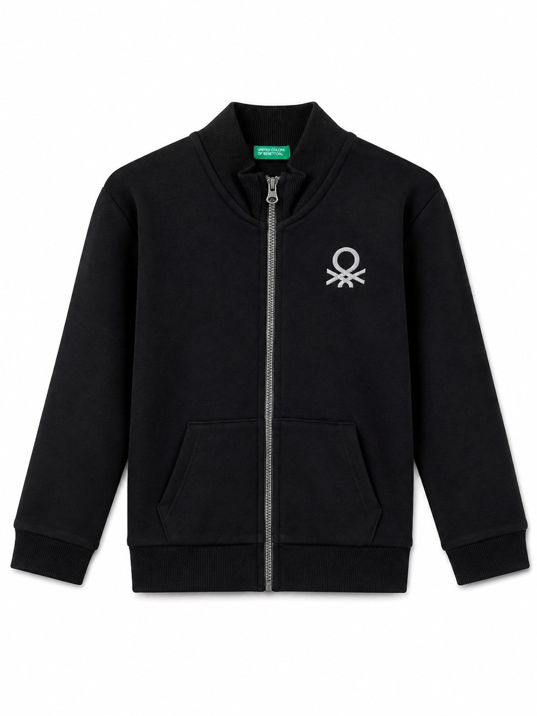 Benetton Erkek Çocuk Dik Yaka Fermuarlı Sweatshirt 4-14 Yaş SİYAH