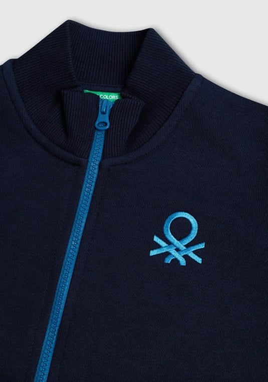 Benetton Erkek Çocuk Dik Yaka Fermuarlı Sweatshirt 4-14 Yaş LACİVERT