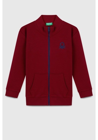 Benetton Erkek Çocuk Dik Yaka Fermuarlı Ceket 4-14 Yaş BORDO
