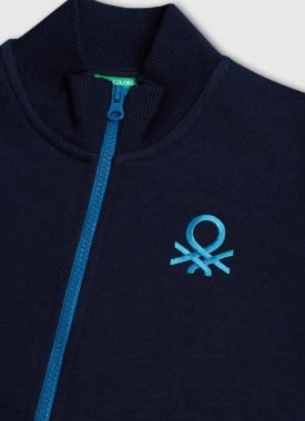 Benetton Erkek Çocuk Dik Yaka Fermuarlı Ceket 4-14 Yaş LACİVERT