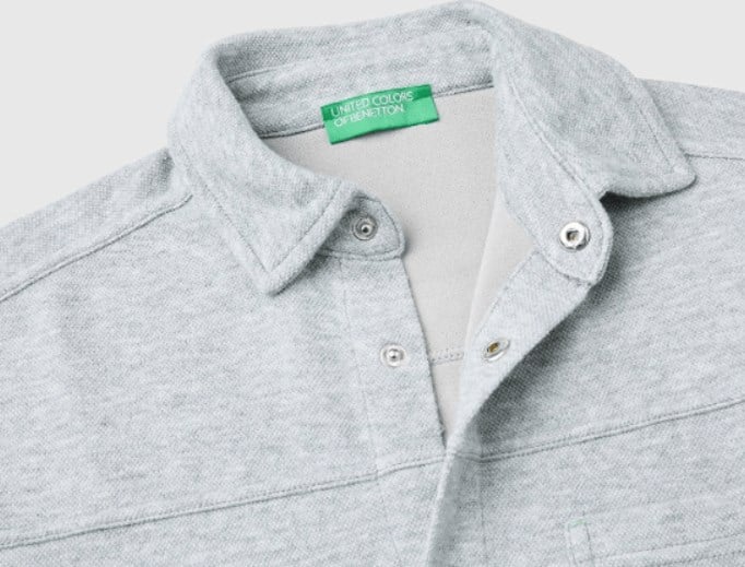 Benetton Erkek Çocuk Düğmeli Sırt Baskılı Gömlek 6-14 Yaş GRİ MELANJ
