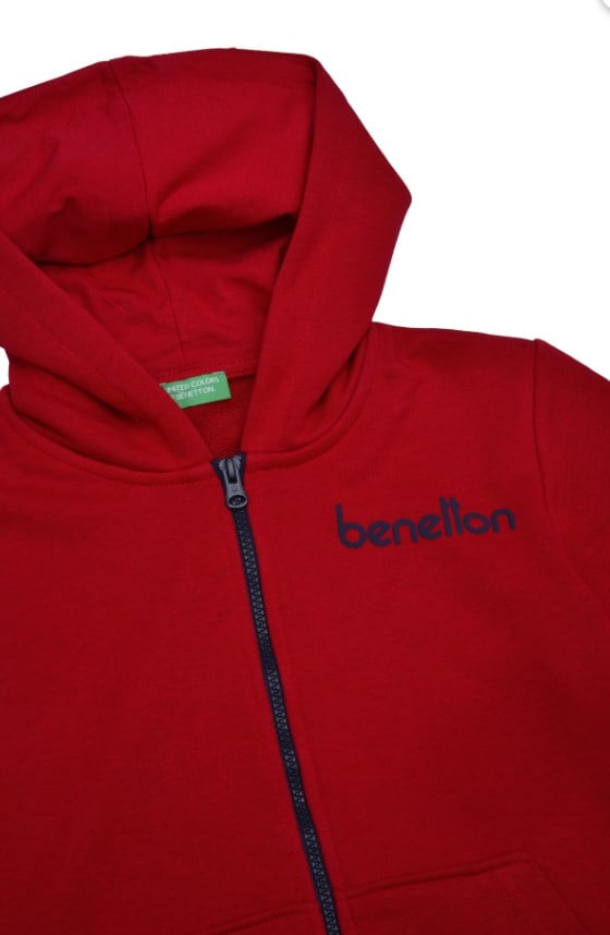 Benetton Erkek Çocuk Kapişonlu Fermuarlı Ceket 4-14 Yaş KIRMIZI
