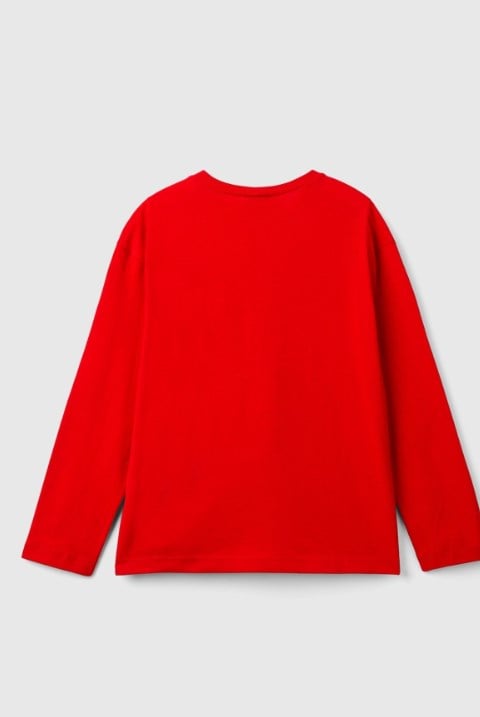 Benetton Erkek Çocuk Kaptan Amerika Baskılı Uzun Kollu Tişört 6-14 Yaş KIRMIZI