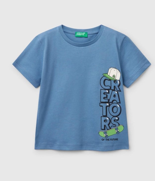 Benetton Erkek Çocuk Kısa Kollu Tişört 1-6 Yaş PETROL YEŞİLİ