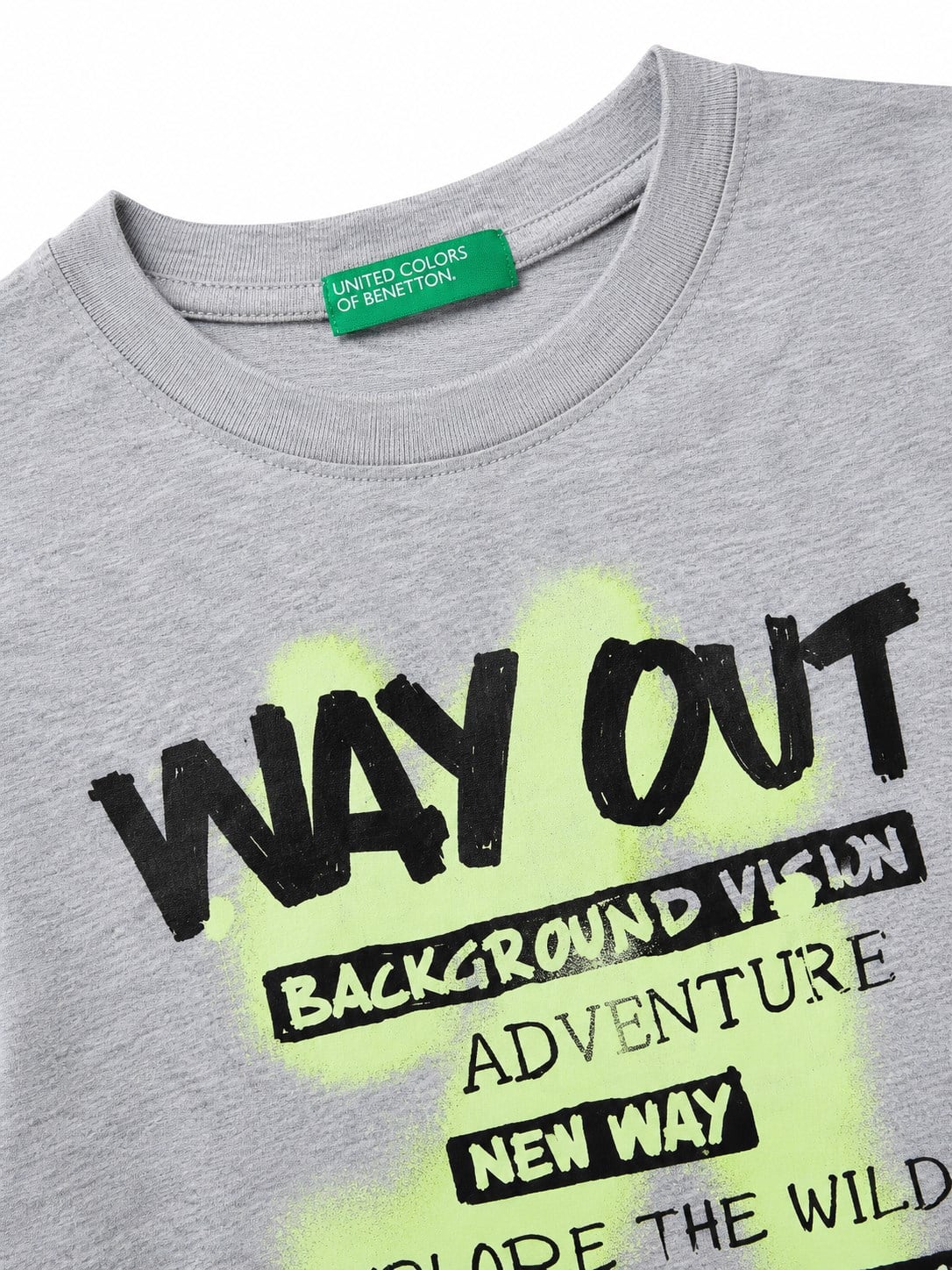 Benetton Erkek Çocuk Logo Baskı Uzun Kollu Tshirt 6-14 Yaş GRİ MELANJ