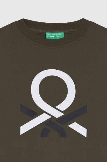 Benetton Erkek Çocuk Logo Baskı Uzun Kollu Sweatshirt 4-14 Yaş YEŞİL