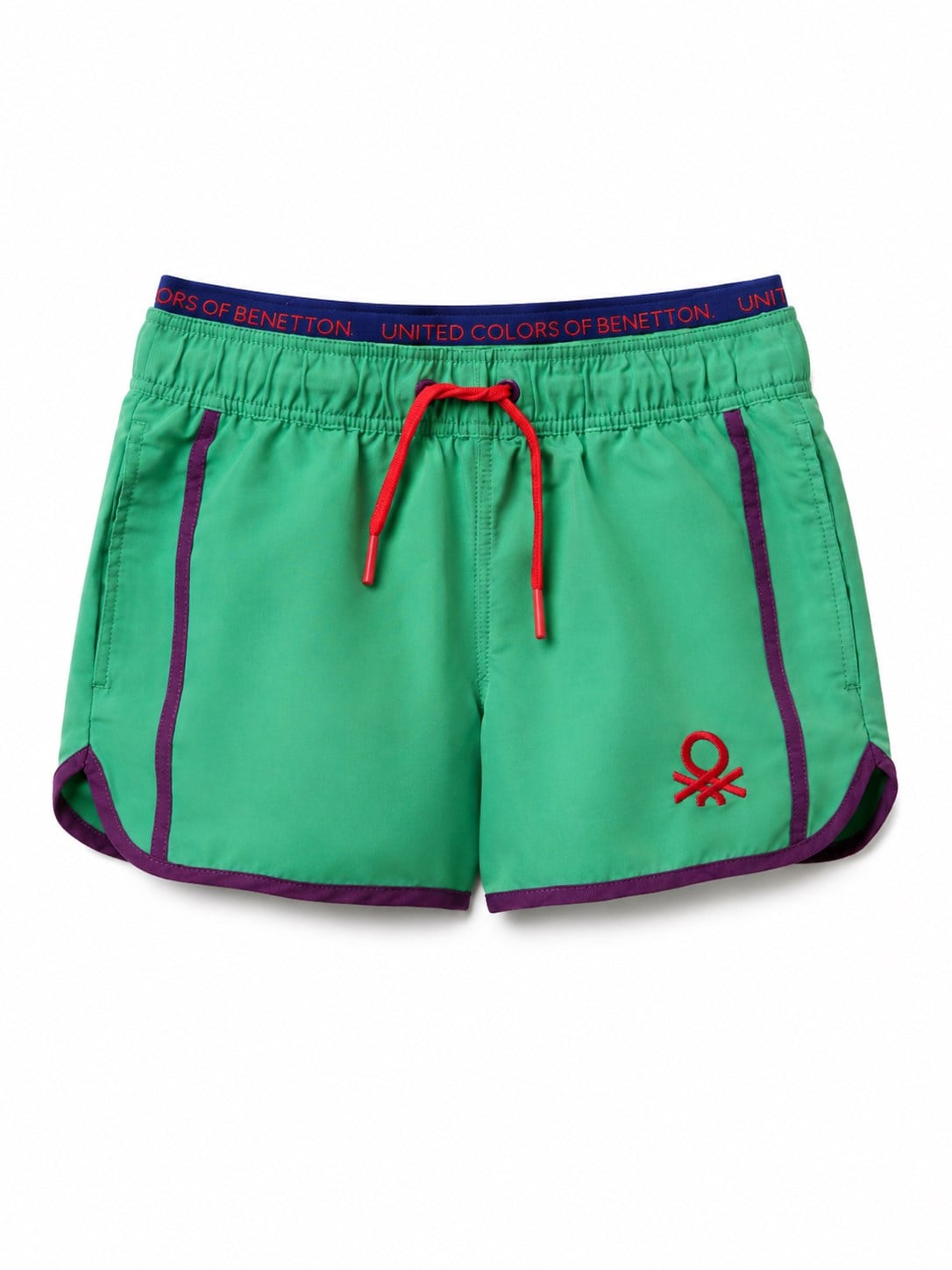 Benetton Erkek Çocuk Logo Detaylı Deniz Şortu 3-8 Yaş YEŞİL