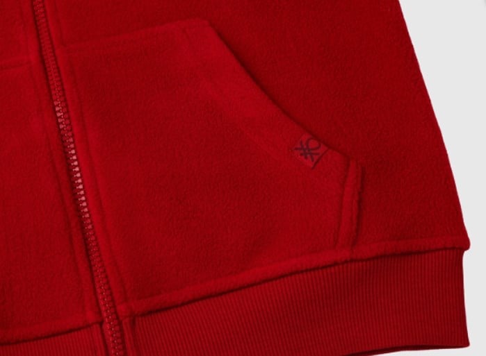 Benetton Erkek Çocuk Polar Kapişonlu Fermuarlı Ceket 6-14 Yaş KIRMIZI