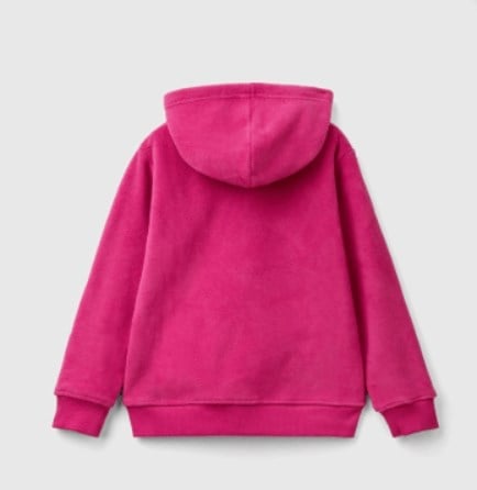 Benetton Erkek Çocuk Polar Kapişonlu Fermuarlı Ceket 6-14 Yaş PEMBE