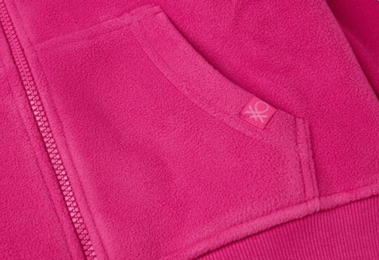 Benetton Erkek Çocuk Polar Kapişonlu Fermuarlı Ceket 6-14 Yaş PEMBE