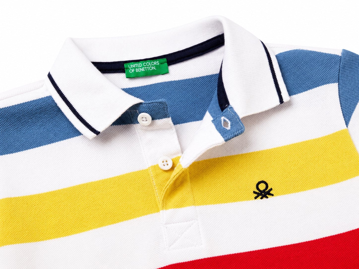Benetton Erkek Çocuk Renkli Çizili T-shırt BEYAZ