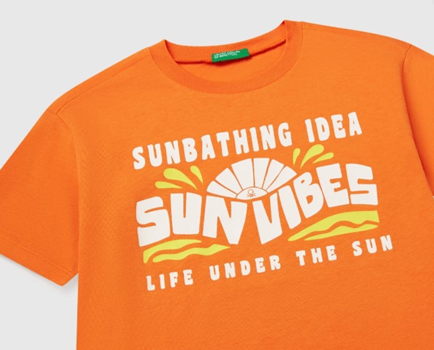 Benetton Erkek Çocuk Sunvibes Neon  Kısa Kollu Tişört 6-14 Yaş TURUNCU