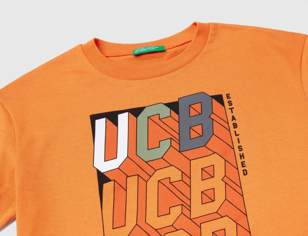 Benetton Erkek Çocuk Ucb Kısa Kollu Tişört 6-14 Yaş TURUNCU