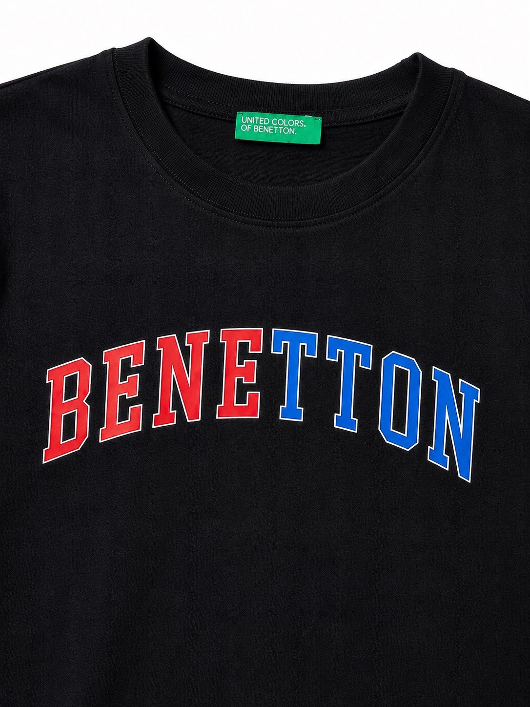 Benetton Erkek Çocuk Yazı Baskılı Tişört 4-14 Yaş SİYAH