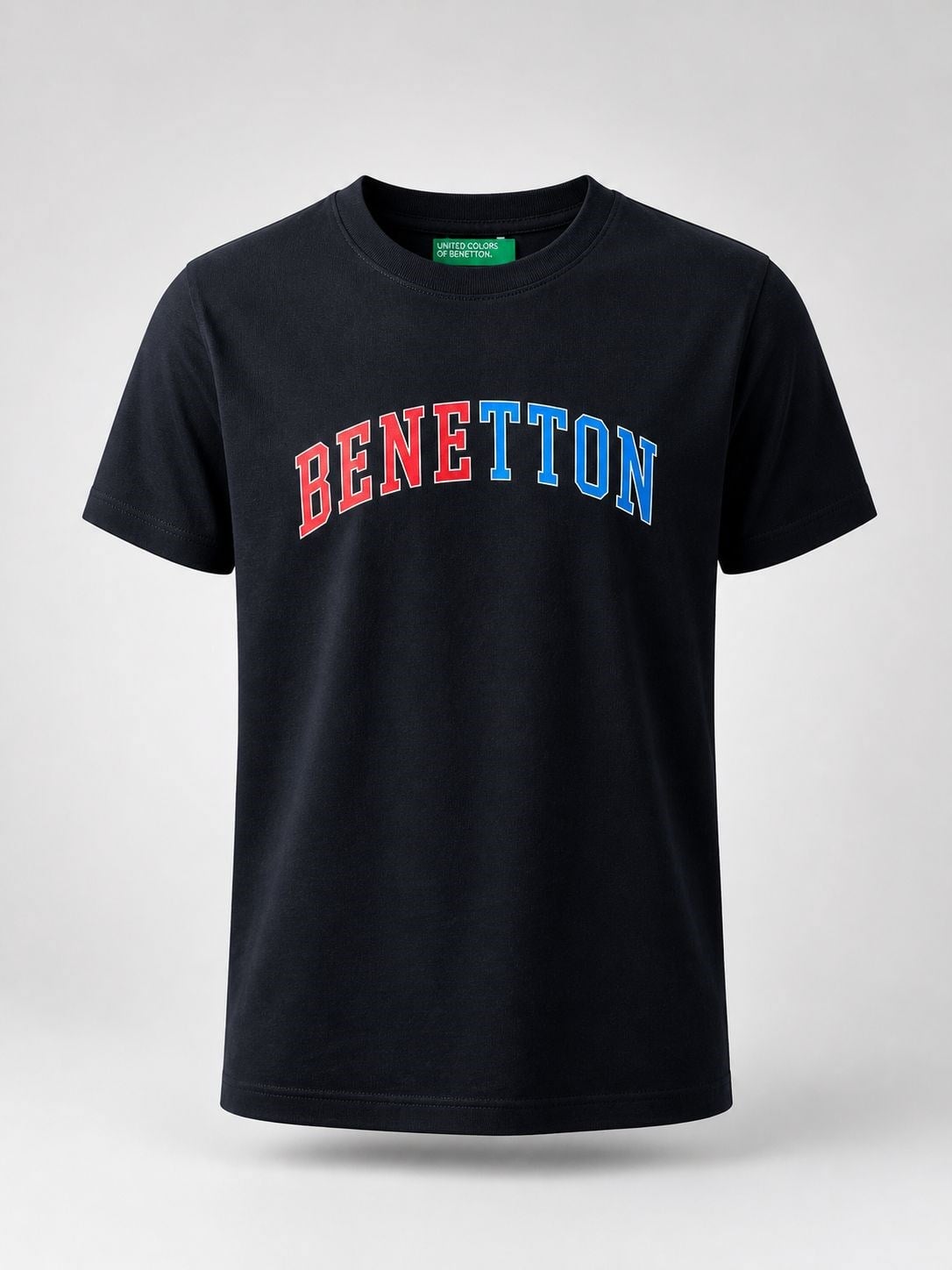 Benetton Erkek Çocuk Yazı Baskılı Tişört 4-14 Yaş SİYAH