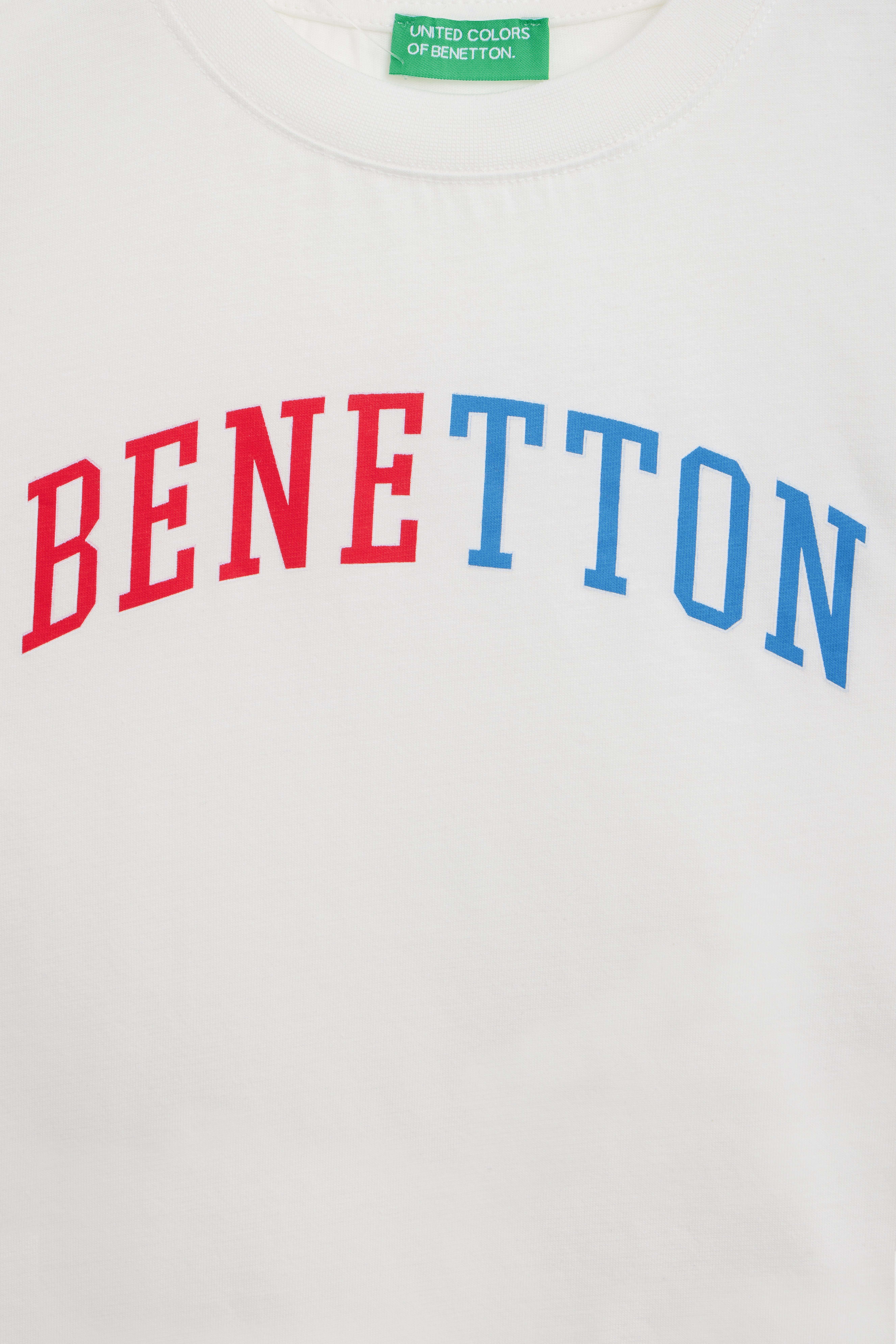 Benetton Erkek Çocuk Yazı Baskılı Tişört 4-14 Yaş EKRU