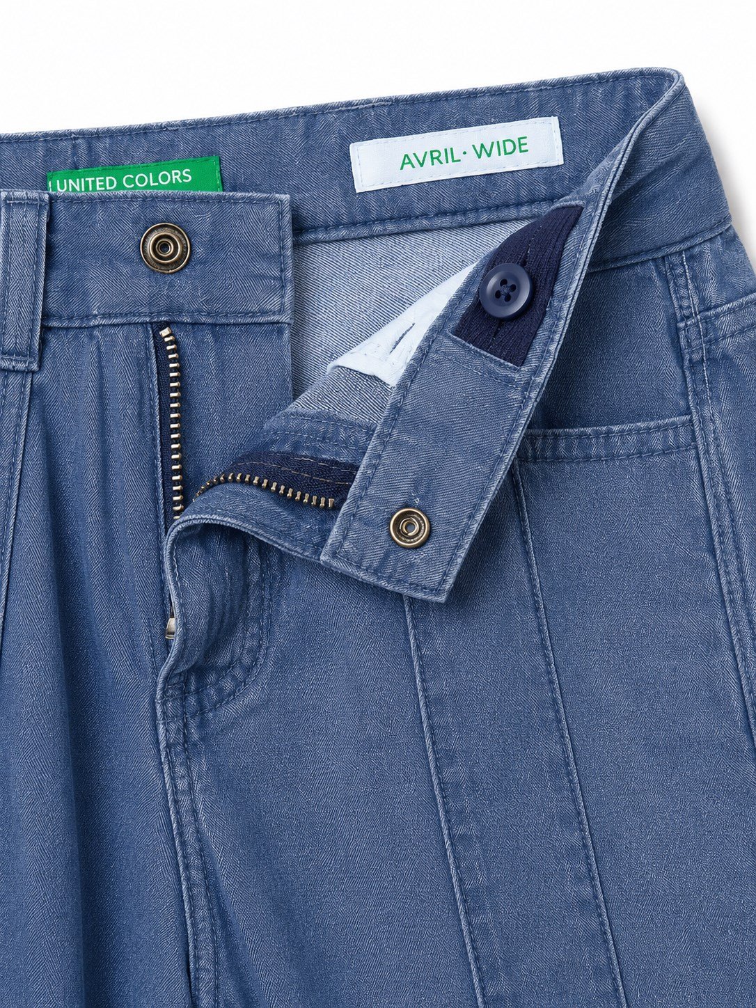 Benetton Kız Bebek Bağ Detay Denim Pantolon MAVİ