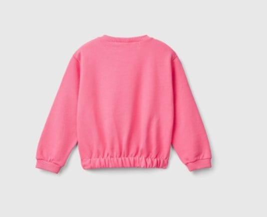 Benetton Kız Bebek Barbie Baskı Uzun Kollu Beli Lastikli Sweatshirt 1-6 Yaş PEMBE