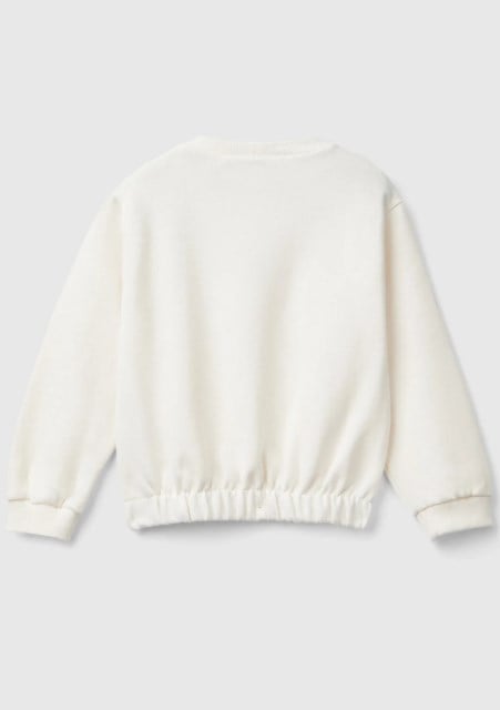 Benetton Kız Bebek Barbie Baskı Uzun Kollu Beli Lastikli Sweatshirt 1-6 Yaş EKRU