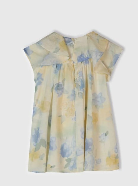 Benetton Kız Bebek Batik Desen Kol Detaylı Elbise 1-6 Yaş SARI