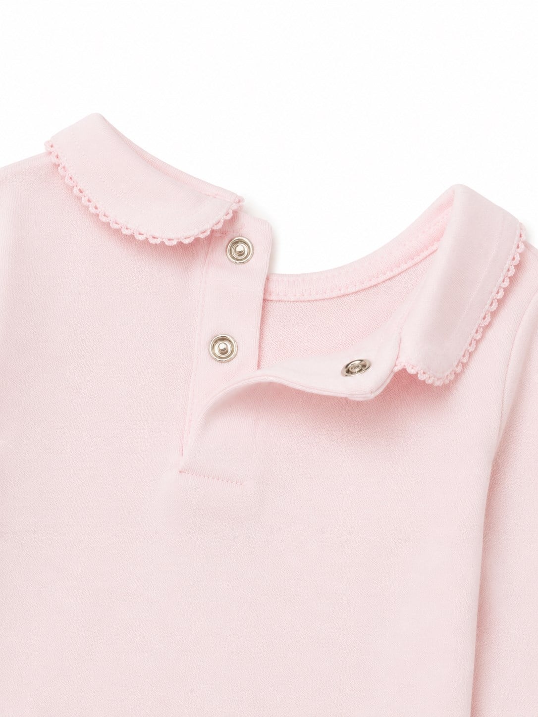 Benetton Kız Bebek Bebe Yaka Uzun Kollu Pamuklu Çıtçıtlı Body Zıbın 0-12 Ay AÇIK PEMBE