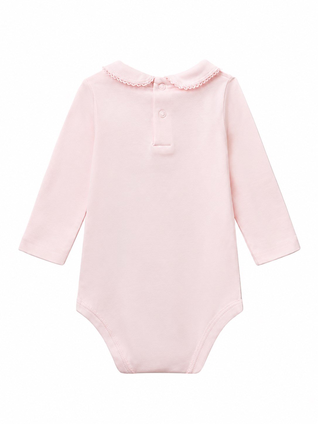 Benetton Kız Bebek Bebe Yaka Uzun Kollu Pamuklu Çıtçıtlı Body Zıbın 0-12 Ay AÇIK PEMBE
