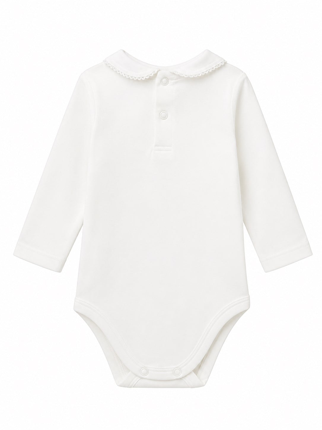 Benetton Kız Bebek Bebe Yaka Uzun Kollu Pamuklu Çıtçıtlı Body Zıbın 0-12 Ay BEYAZ