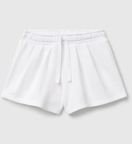 Benetton Kız Bebek Beli Lastikli Pileli Şort 1-6 Yaş BEYAZ