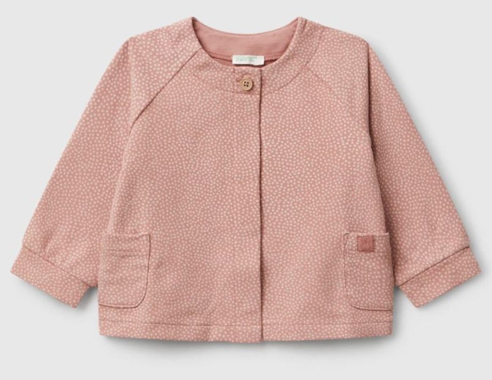 Benetton Kız Bebek Benekli Düğmeli Ceket 3-18 Ay PEMBE