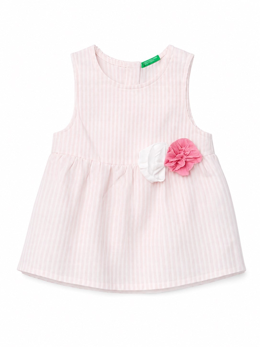 Benetton Kız Bebek Çizgili Kolsuz Gömlek AÇIK PEMBE