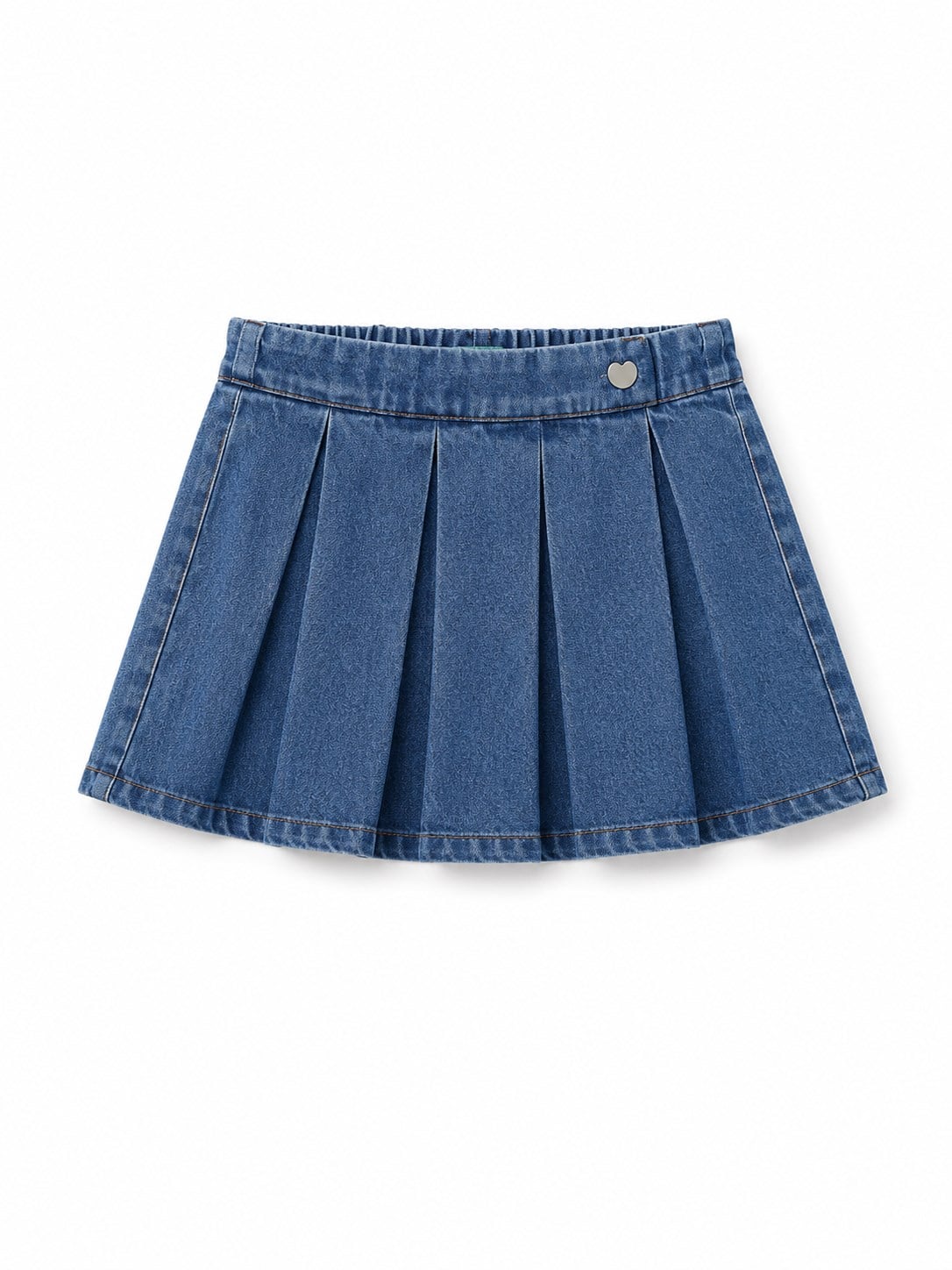 Benetton Kız Bebek Denim Pileli Etek MAVİ