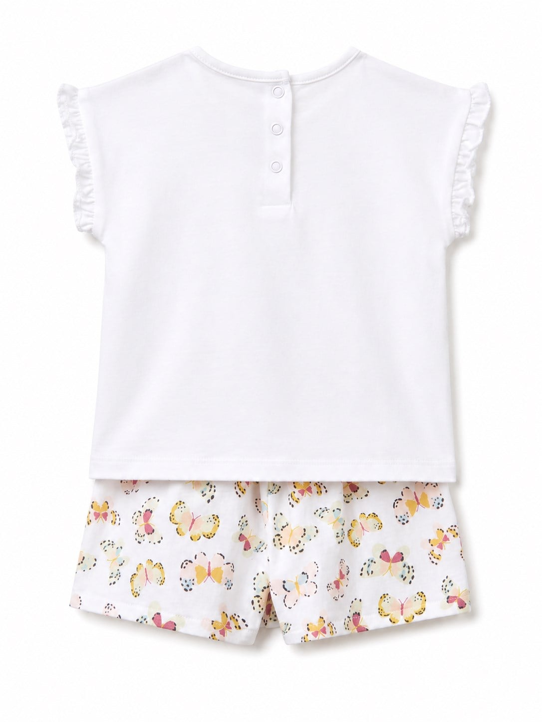 Benetton Kız Bebek Desenli Şortlu Takım 3-18 Ay EKRU