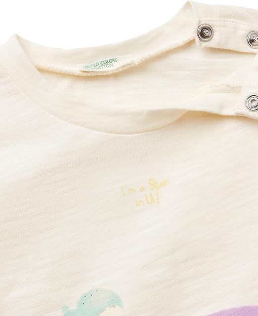 Benetton Kız  Bebek Gökkuşağı Tişört  3-18 Ay EKRU